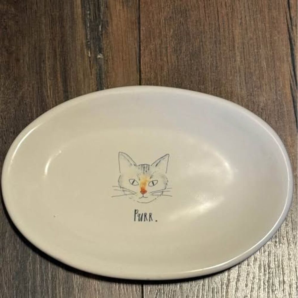 Rae Dunn cat trinket oval plate
